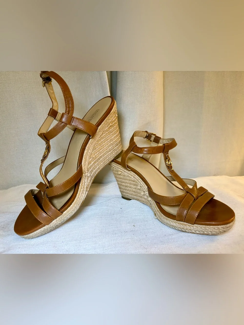 Michael Kors Cicely Espadrille Wedge Leather Sandals Resort-wear Size 9M